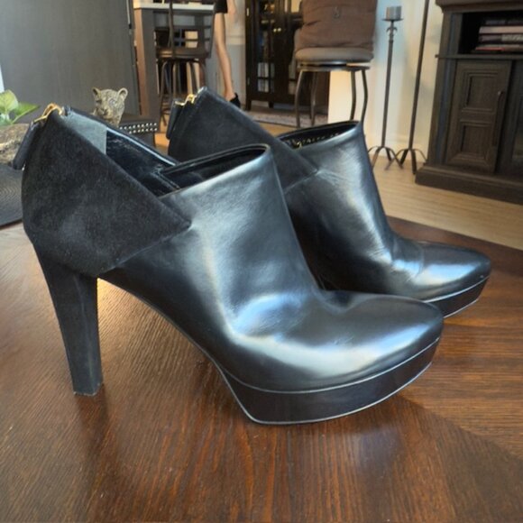 GUCCI Black Leather | Kid Scamosciato Ankle Boots | 38.5 | Made In Italy - Picture 1 of 12